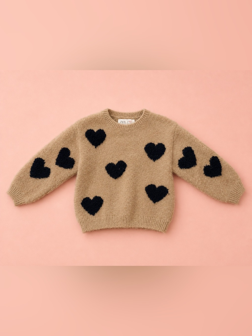ZARA Cream/Tan Knit Sweater - Soft Fuzzy Texture